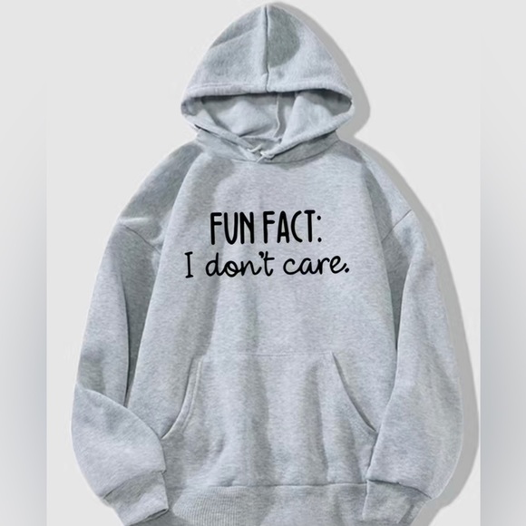 Unbranded Sweaters - Fun Fact I Don't Care Women’s Gray Sweatshirt Hoodie Gift Sz: Large